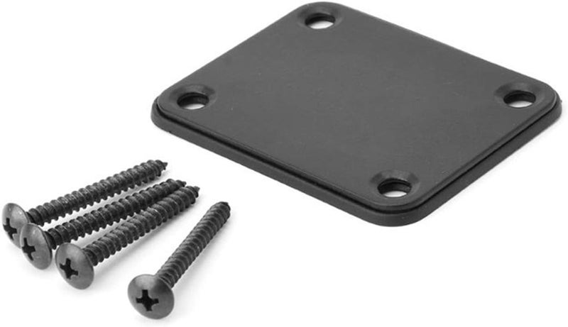 Micovay 2 Pack Guitar Metal Neck Plates with Plastic Mat Compatible for Strat Tele Style Electric Guitar Replacement, Black - Image 4